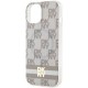 DKNY IML Checkered Mono Pattern & Printed Stripes MagSafe case for iPhone 15 / 14 / 13 - beige