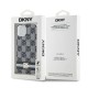 DKNY IML Checkered Mono Pattern & Printed Stripes MagSafe Case for iPhone 15/14/13 - Black