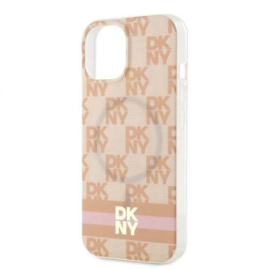 DKNY IML Checkered Mono Pattern & Printed Stripes MagSafe case for iPhone 15 / 14 / 13 - pink