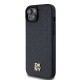 DKNY Leather Pattern Metal Logo MagSafe Case for iPhone 15/14/13 - Black