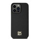 DKNY Leather Monogram Pattern Metal Logo MagSafe Case for iPhone 15 Pro Max - Black