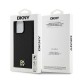 DKNY Leather Monogram Pattern Metal Logo MagSafe Case for iPhone 15 Pro Max - Black