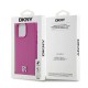 DKNY Leather Monogram Pattern Metal Logo MagSafe Case for iPhone 15 Pro Max - Pink