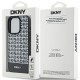 DKNY Leather Printed Pattern Metal Logo MagSafe Case for iPhone 15 Pro Max - Black