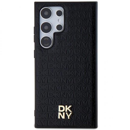 DKNY Leather Pattern Metal Logo MagSafe case for Samsung Galaxy S24 Ultra - black