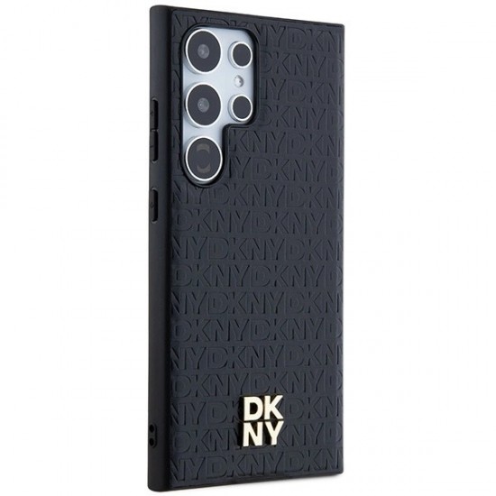 DKNY Leather Pattern Metal Logo MagSafe case for Samsung Galaxy S24 Ultra - black