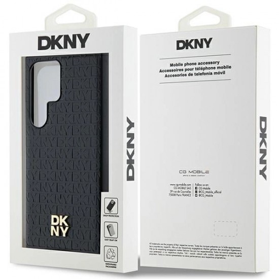 DKNY Leather Pattern Metal Logo MagSafe case for Samsung Galaxy S24 Ultra - black