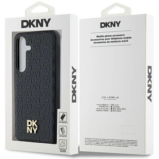DKNY Leather Pattern Metal Logo MagSafe case for Samsung Galaxy S24+ - black