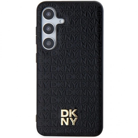 DKNY Leather Pattern Metal Logo MagSafe case for Samsung Galaxy S24 - black