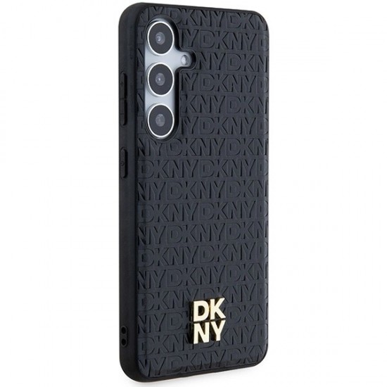DKNY Leather Pattern Metal Logo MagSafe case for Samsung Galaxy S24 - black