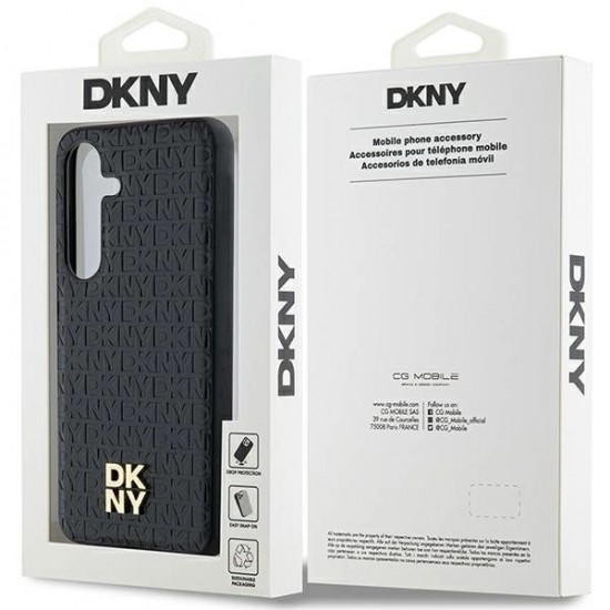 DKNY Leather Pattern Metal Logo MagSafe case for Samsung Galaxy S24 - black