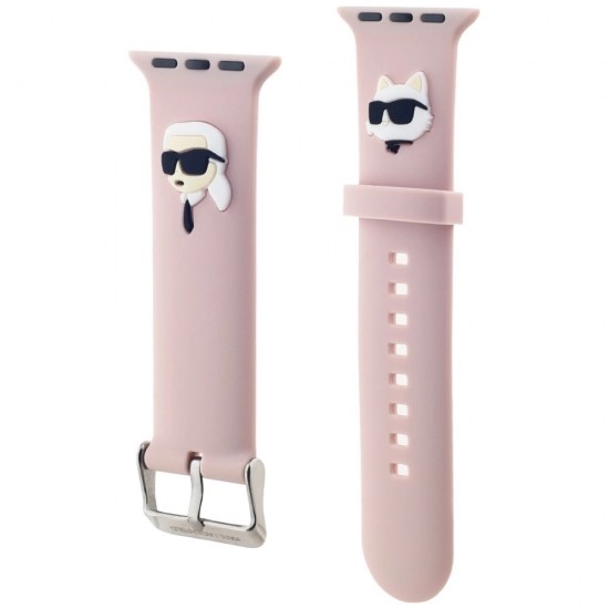 Karl Lagerfeld 3D Rubber Karl&Choupette Heads strap for Apple Watch 42/44/45/49mm - pink