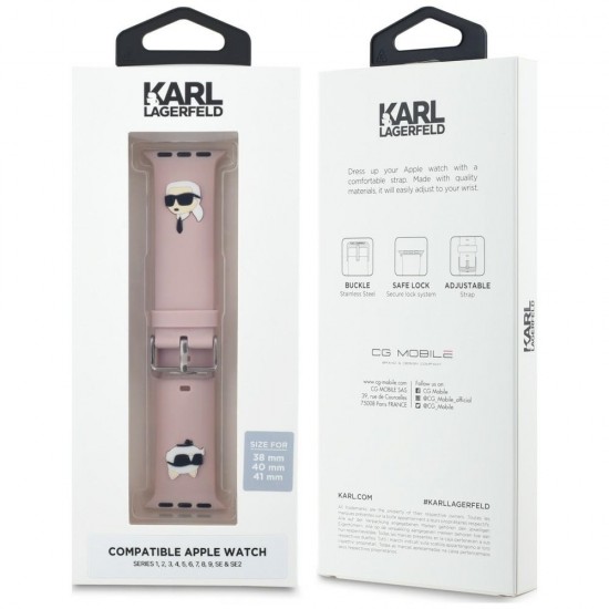 Karl Lagerfeld 3D Rubber Karl&Choupette Heads strap for Apple Watch 38/40/41mm - pink