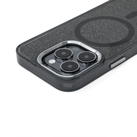 Glitter Case MagSafe for iPhone 16 - black with glitter