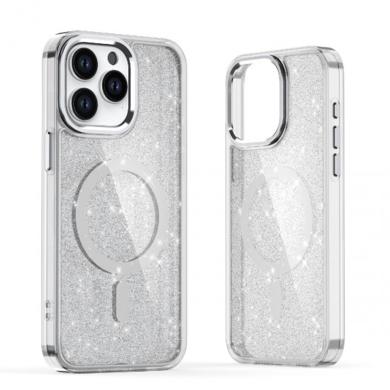 Glitter Case MagSafe for iPhone 16 Pro Max - white with glitter