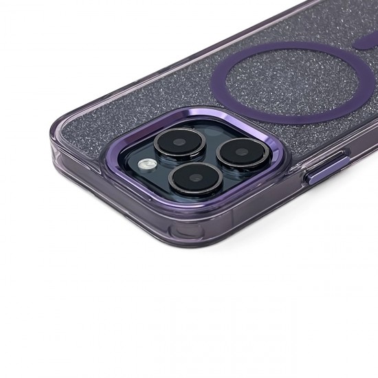 Glitter Case MagSafe for iPhone 16 Plus - purple with glitter
