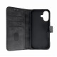Leather Book Case for iPhone 16 - black