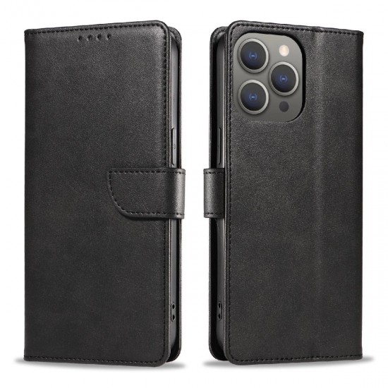 Leather Book Case for iPhone 16 - black