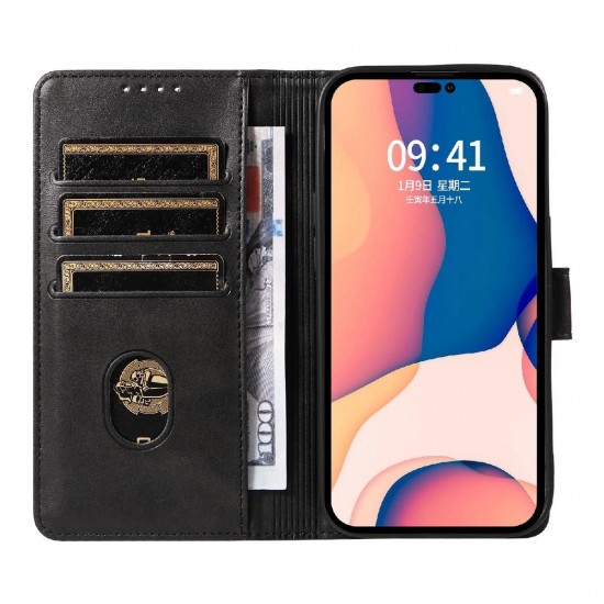 Leather Book Case for iPhone 16 Pro Max - black