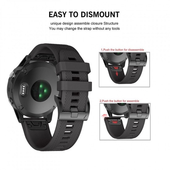 Tech-Protect Smooth Strap for Garmin Fenix 3 / 5X / 3HR / 5X Plus / 6X / 6X Pro / 7X - Black