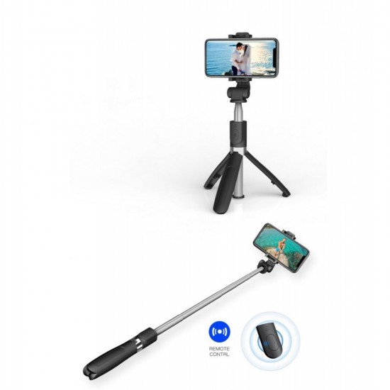 Tech-Protect L01S Bluetooth Selfie Stick with Tripod up to 70cm - Black