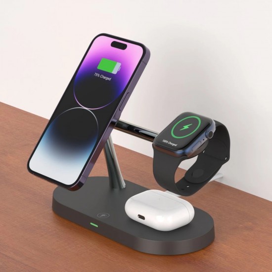 Tech-Protect A12 3in1 MagSafe Inductive Charger for Smartphone/Headphones/Smartwatch - Black