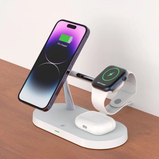 Tech-Protect A12 3in1 MagSafe Inductive Charger for Smartphone/Headphones/Smartwatch - White