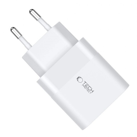 Tech-Protect C30W charger USB-C PD 30W / USB-A QC 3.0 - white