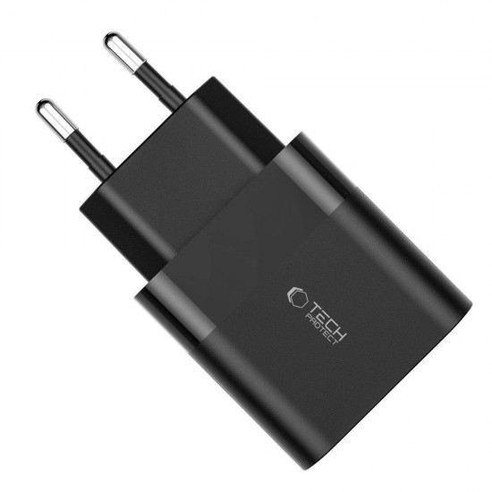 Tech-Protect C30W Charger USB-C PD 30W / USB-A QC 3.0 - Black