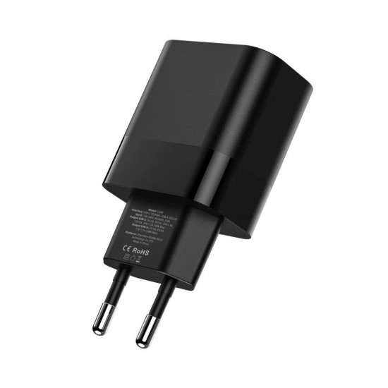 Tech-Protect C30W Charger USB-C PD 30W / USB-A QC 3.0 - Black