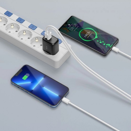 Tech-Protect C20W Charger USB-C PD 20W / USB-A QC 3.0 - Black