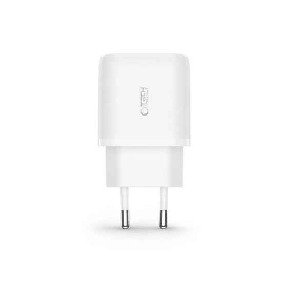 Tech-Protect C20W charger USB-C PD 20W / USB-A QC 3.0 - white