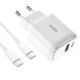 Tech-Protect C20W USB-C PD 20W / USB-A QC 3.0 charger with USB-C / USB-C cable - white