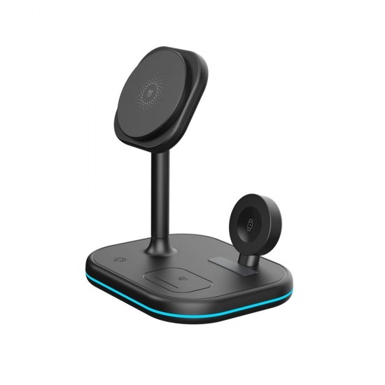 Tech-Protect QI15W-A27 3-in-1 Inductive Charger with MagSafe Stand for Smartphone / Apple Watch / AirPods - Black