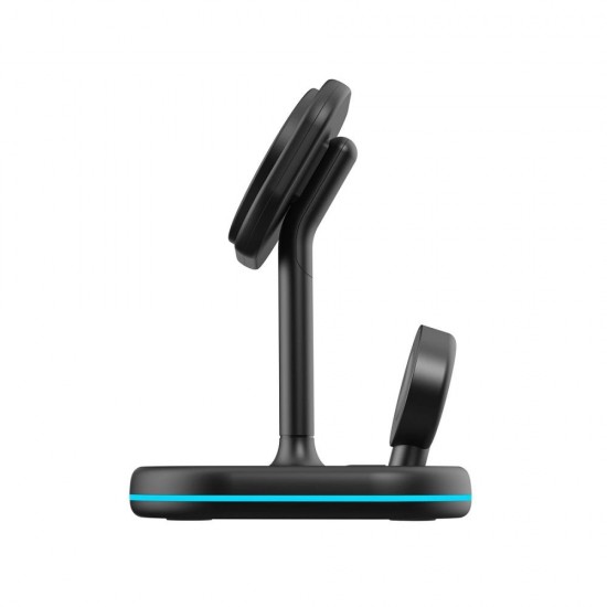 Tech-Protect QI15W-A27 3-in-1 Inductive Charger with MagSafe Stand for Smartphone / Apple Watch / AirPods - Black