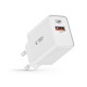 Tech-Protect NC30W USB-C PD 30W / USB-A QC 3.0 charger - white