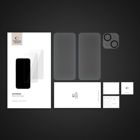 Tech-Protect Supreme Set for iPhone 15 2x tempered glass for display / tempered glass for camera