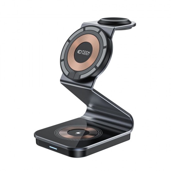 Tech-Protect QI15W-A29 3-in-1 Inductive Charger with MagSafe for Smartphone / Apple Watch / AirPods - Black