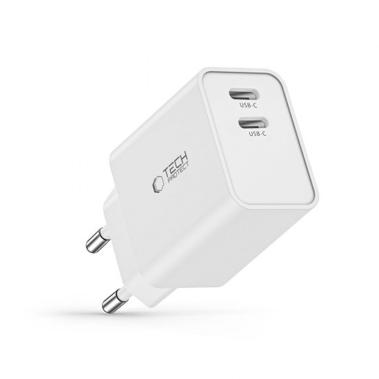 Tech-Protect C35W charger 2x USB-C PD 35W - white