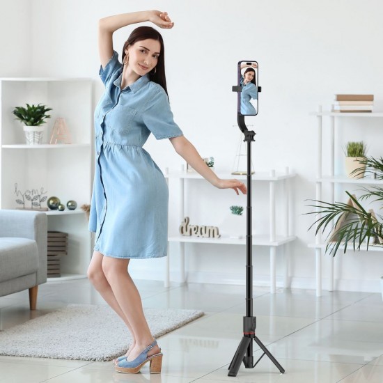Tech-Protect L04S Bluetooth Selfie Stick with Tripod up to 95cm and 360 Head - Black