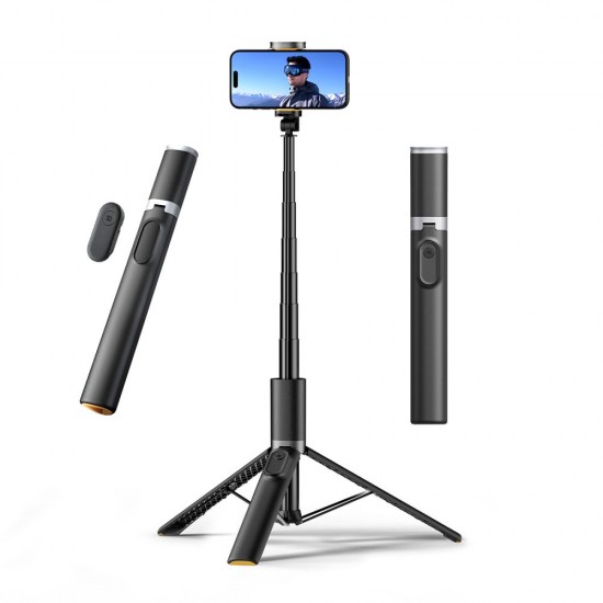 Tech-Protect L08S Bluetooth Selfie Stick with Remote Control, Tripod up to 141cm - Black
