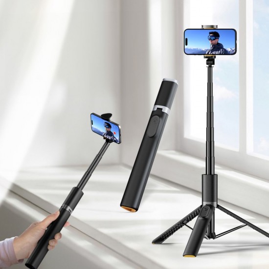 Tech-Protect L08S Bluetooth Selfie Stick with Remote Control, Tripod up to 141cm - Black