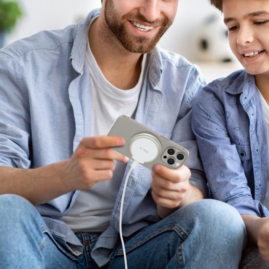 Tech-Protect QI15W-A33 Inductive Charger with MagSafe and Stand with USB-A / USB-C Cable - White