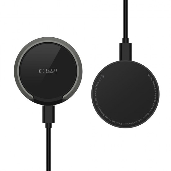 Tech-Protect QI15W-A33 Inductive Charger with MagSafe and Stand with USB-A / USB-C Cable - Black