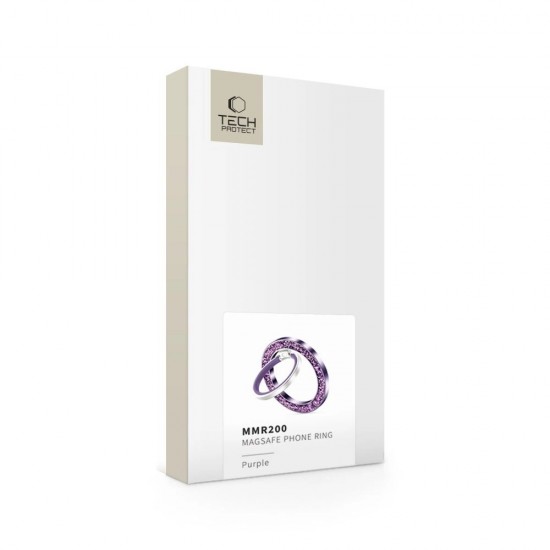 Tech-Protect MMR200 magnetic holder / ring with MagSafe - purple with crystals