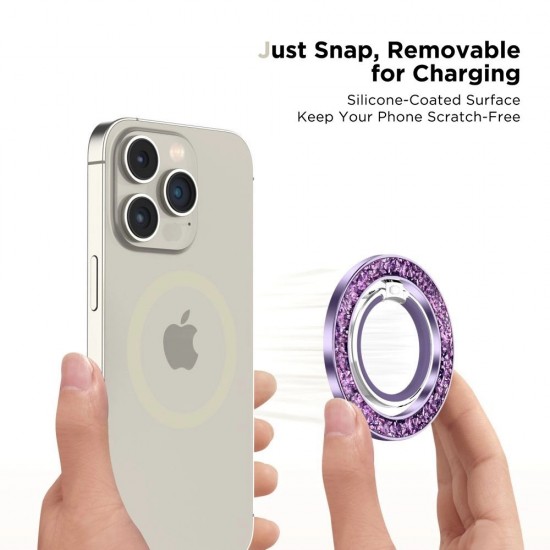 Tech-Protect MMR200 magnetic holder / ring with MagSafe - purple with crystals
