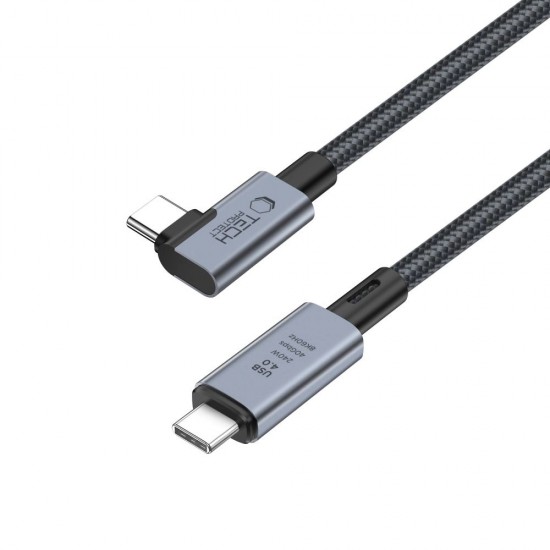 Tech-Protect UltraBoost Max L USB-C 4.0 (straight) / USB-C 4.0 (angled) PD 240W 8K 40Gbps 1.5m Cable - Gray