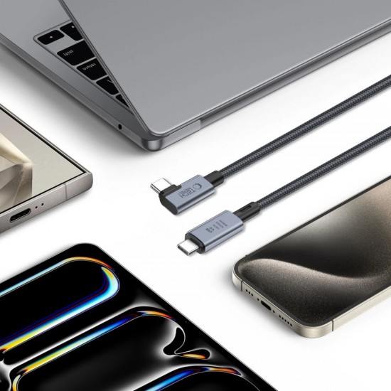 Tech-Protect UltraBoost Max L USB-C 4.0 (straight) / USB-C 4.0 (angled) PD 240W 8K 40Gbps 1.5m Cable - Gray