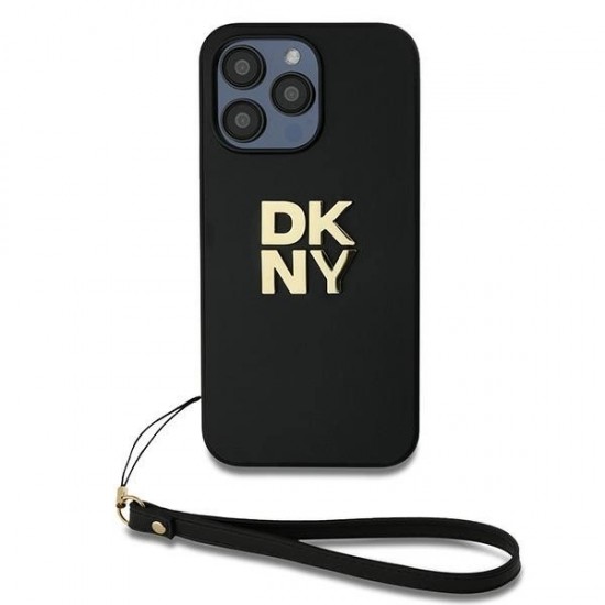 DKNY Wrist Strap Stock Logo case for iPhone 14 Pro - black