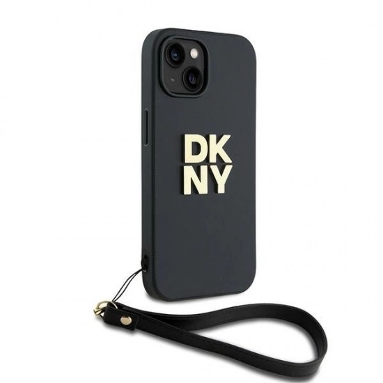 DKNY Wrist Strap Stock Logo case for iPhone 14 / 15 / 13 - black